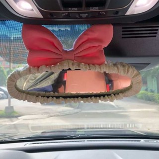 安全帶護套 安全帶插銷 安全帶護肩 卡通米妮汽車安全帶護肩套網紅可愛大紅蝴蝶結後照鏡套通用車用女