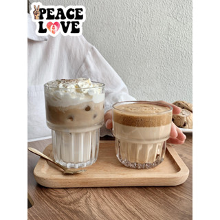 🍻PEACE酒吧🍻ins可疊澳白咖啡杯冰美式冷萃拿鐵拉花杯玻璃杯飲料果汁杯花茶杯