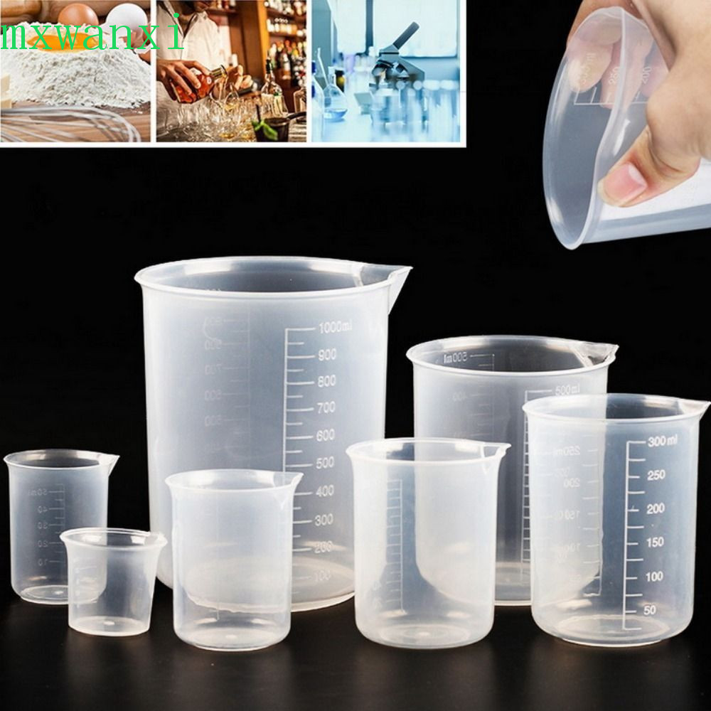 MXWANXI燒杯50/100/150/200/250/500/1000ml加厚塑料有規模透明量杯