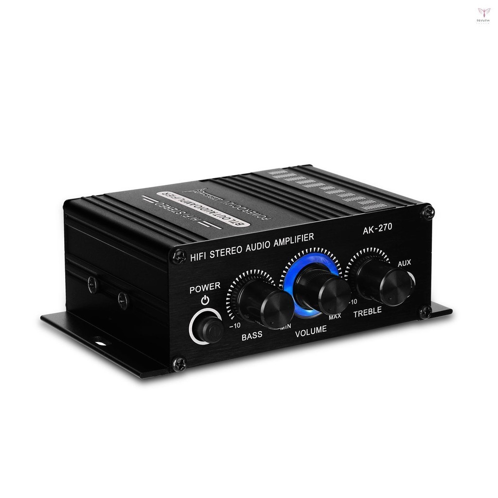 Ak270 迷你音頻 2 聲道立體聲功率放大器便攜式擴音器 AUX 輸入揚聲器放大器,適用於汽車和家庭