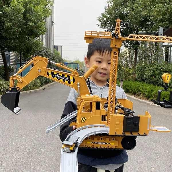 挖掘機玩具工程車套裝大型挖土兒童男孩大塔吊車模型合金仿真勾機