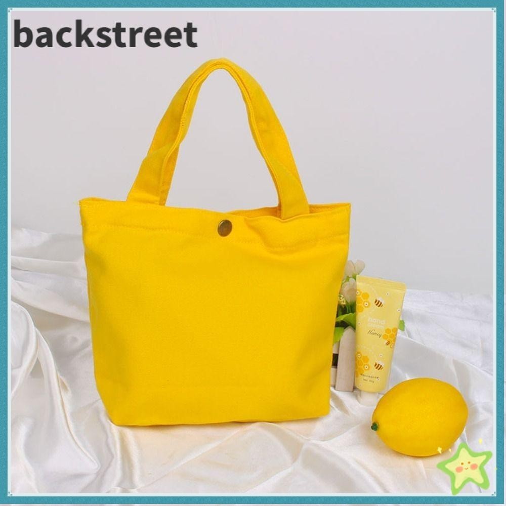 BACKSTREET迷你手提包,莫蘭迪顏色便攜式帆布手提袋,純女帶銅扣購物袋簡單的化妝包