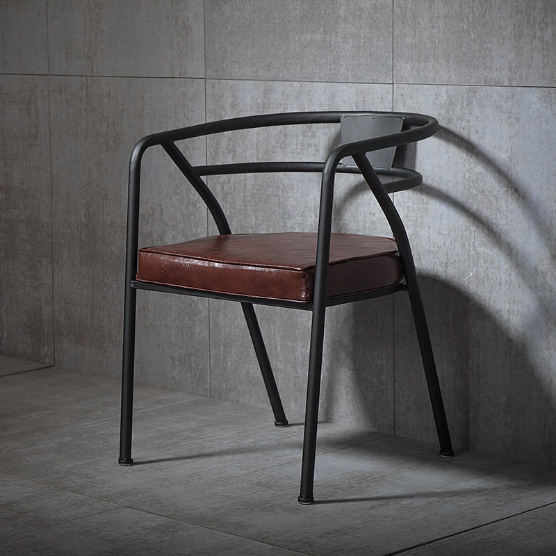『 卡 門  』loft美式復古工業風鐵藝皮革沙發休閑椅凳子餐椅咖啡廳家用椅椅子