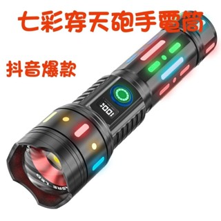 【七彩翡翠】 臺灣現貨 04170 變焦 大功率 強光 手電筒 停電 照明 野外 求生 戶外 露營 探險