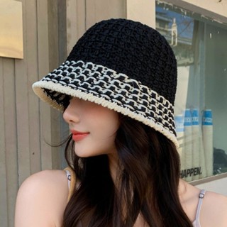 新款草編漁夫帽女 夏季鏤空薄款透氣防紫外線盆帽