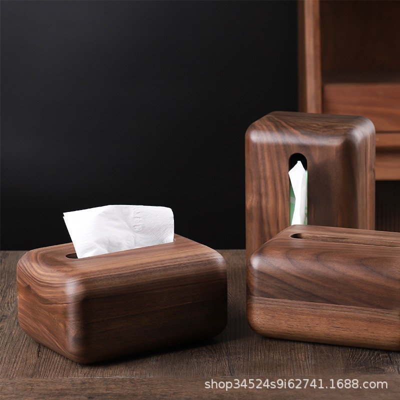 南美胡桃木木製紙巾盒家用客廳木質抽紙盒日式創意長方形餐巾紙盒