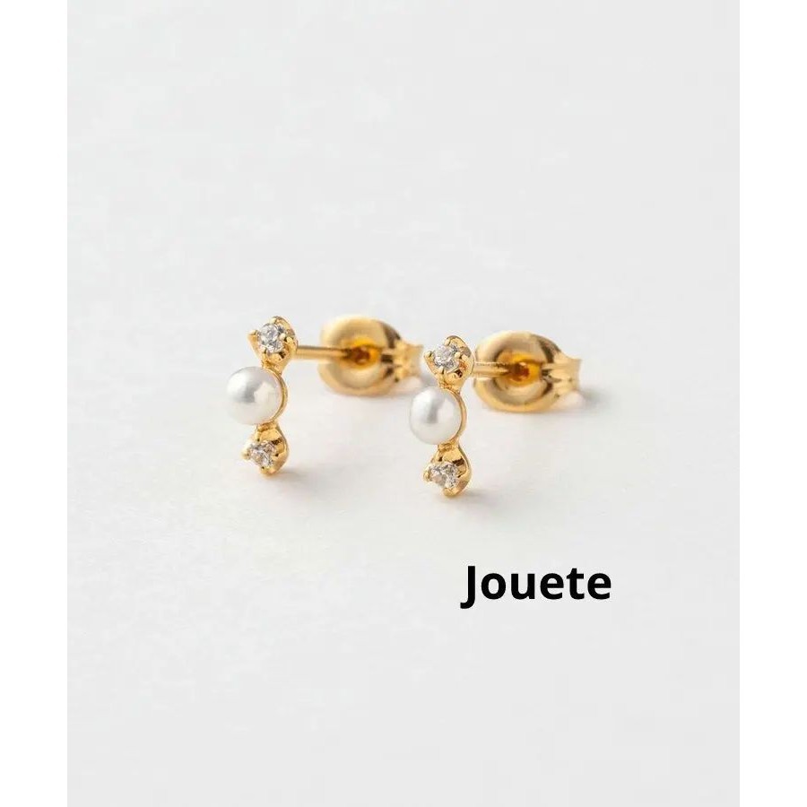 Jouete 耳環 二氧化鋯 珍珠 日本直送 二手