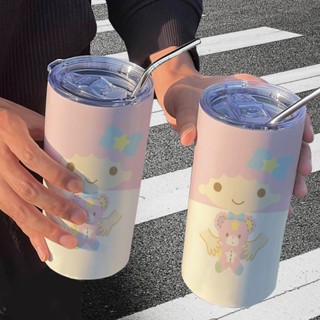 【熱銷】三麗鷗雙子星可愛咖啡網紅高顏值不鏽鋼保溫杯辦公室吸管隨行水杯 學生上班族水杯 送朋友禮物