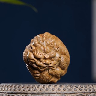 天然綠檀木雕貔貅抱球文玩手把件家居裝飾品桌面工藝品檀香擺件