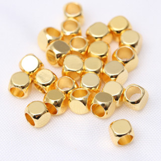 宏雲Hongyun-tc- (100pcs)diy飾品手工串珠配件14k包金保色四方塊珠子隔珠光面實心散珠