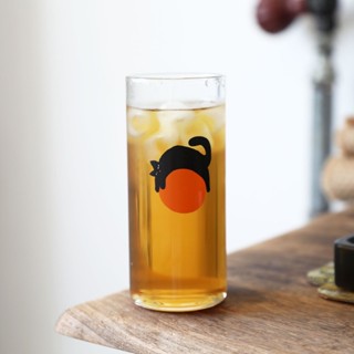 [D0312]加厚底直身耐熱玻璃杯 創意啤酒杯牛奶杯咖啡杯ins風果汁杯柯林杯飲料杯懶貓隨手杯小花樹杯子