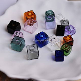 現貨【玻璃瓶】訂製 10/13mm 彩色方塊 玻璃飾品 配件材料 diy可配耳飾 吊飾品