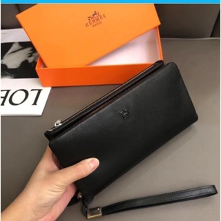 對版現貨 氣質皮夾百搭牛皮錢包男士商務休閒錢夾多層男用皮夾男包 頭層長夾手拿包長款