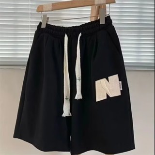 【HOT 本舖】男裝 美式重磅華夫格休閒短褲男夏季直筒潮牌寬鬆百搭闊腿運動五分中褲
