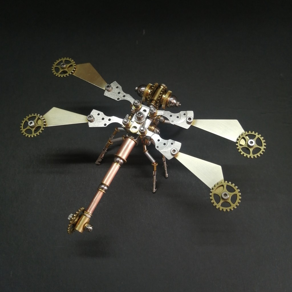 【手工製作】蒸汽朋克機械昆蟲巨脈蜻蜓金屬拼裝模型工藝品製作玩具@創意藝術品