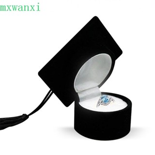 MXWANXI單身漢帽戒指盒創意耐用純色畢業禮盒旅行小珠寶展示櫃
