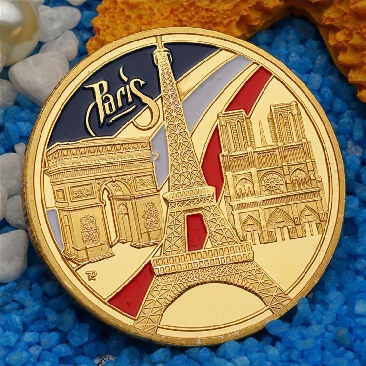 法國巴黎聖母院紀念章埃菲爾鐵塔凱旋門建築紀念幣金幣硬幣訂製