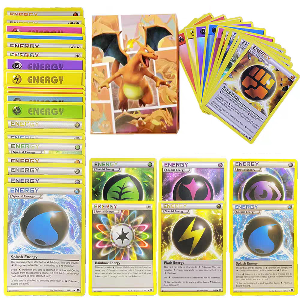 神奇寶貝卡片能量卡Energy寶可夢玩具卡牌超進化噴火龍英文全閃卡