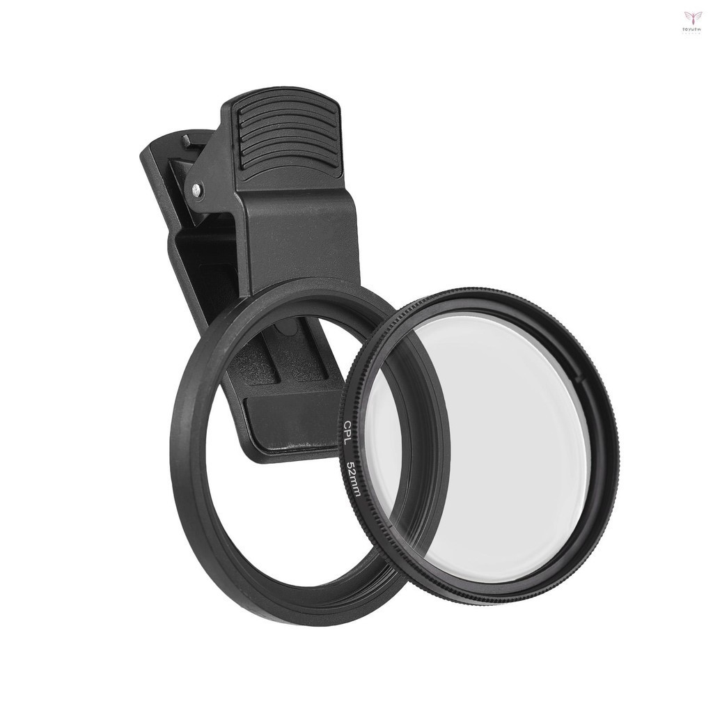 52 毫米 CPL 濾鏡,適用於手機相機鏡頭夾式偏光濾鏡,帶手機鏡頭夾更換,適用於 iPhone 15/14/13/12