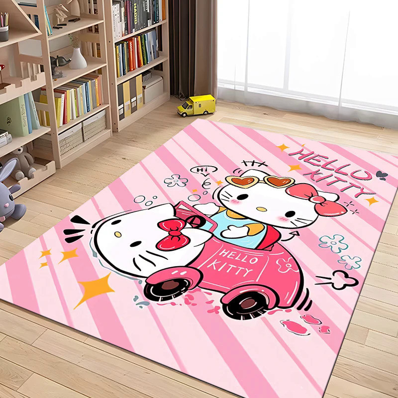 Sanrio Hello Kitty圖案地毯臥室遊戲墊後臥室裝飾地毯客廳地毯爬行墊耶誕禮物地毯 Ковер