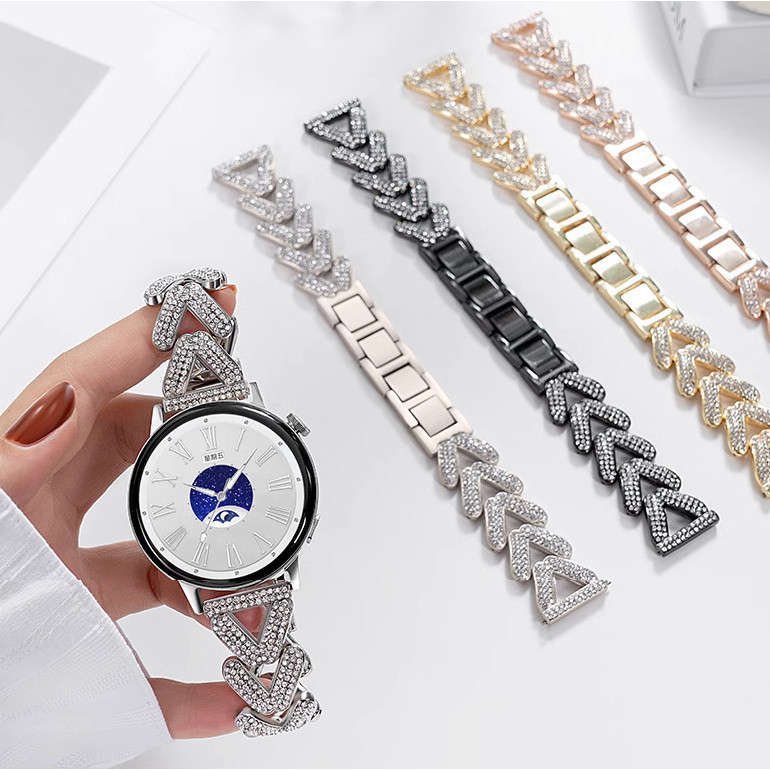 18 毫米 20 毫米 22 毫米鑽石小麥金屬錶帶適用於華為手錶 gt 4 錶帶 GT2 pro GT2E GT2 GT