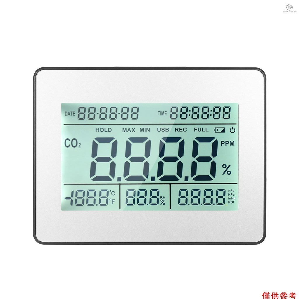 Tlms 二氧化碳檢測器空氣質量監測儀帶數據記錄時鐘功能 5.5 英寸大 LCD 壁掛式 CO2 檢測器二氧化碳指示器多