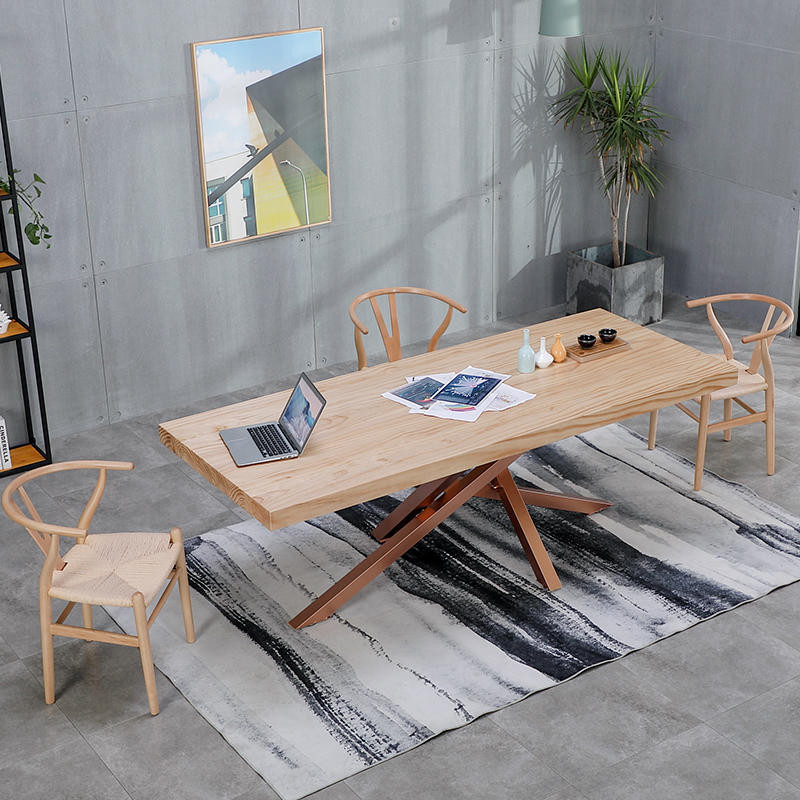 鐵藝實木茶桌椅組合簡約現代原木茶台工業風辦公室喝茶老板泡茶桌
