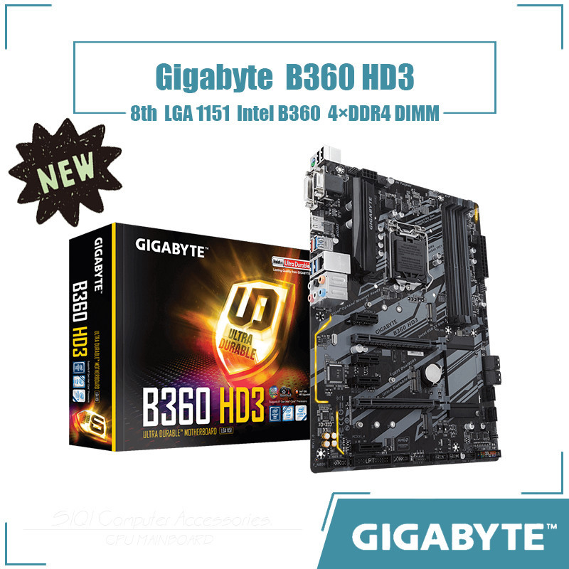 英特爾 技嘉 B360 HD3 主板 LGA 1151 4xDDR4 DIMM 使用 Intel B360 芯片組標準