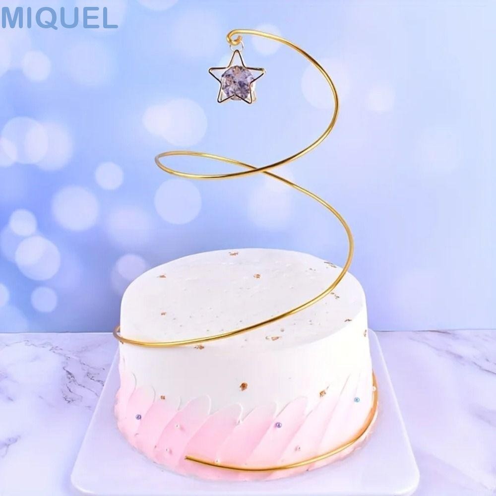 MIQUEL蛋糕頂部裝飾,銀色長度66英寸鐵晶螺旋球,黃金鐵絲DIY蛋糕裝飾配件訂婚派對
