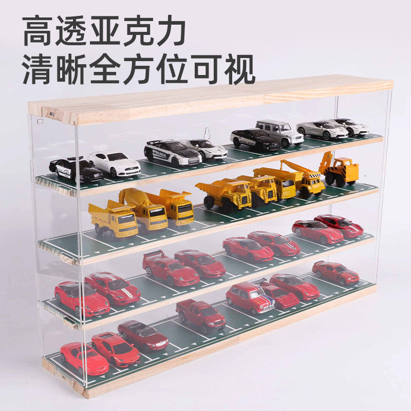 1:64多美卡車模型收納 玩具收納展示架 仿真停車場車庫模型 場景掛牆收納