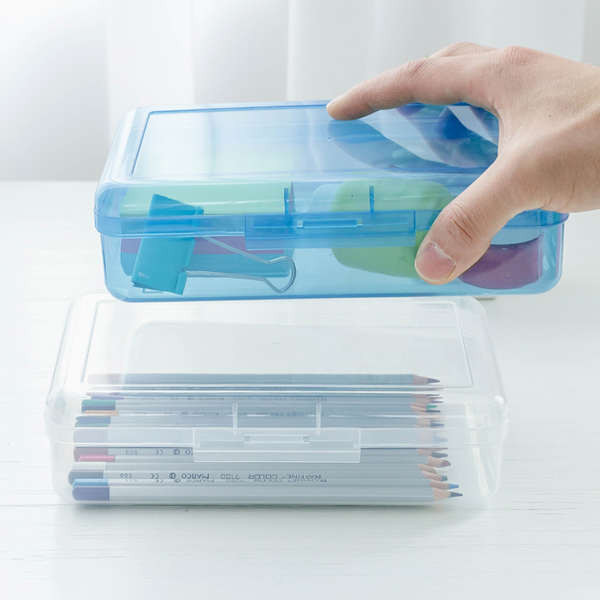 透明簡約大容量鉛筆盒文具盒筆盒美術用素描鉛筆盒塑膠雜物收納盒