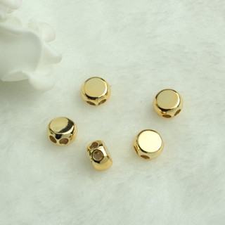 TL-(10pcs)-14K包金雙孔光面膠塞隔珠diy手工飾品配件手鏈項鍊伸縮固定膠扣