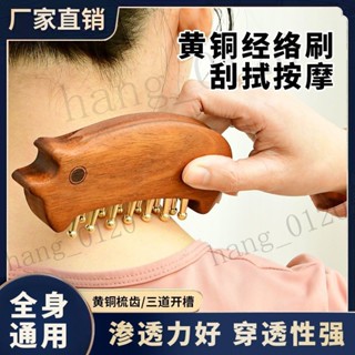 養生堂推薦 純黃銅頭部按摩梳 傢用便攜銅木梳 颳痧腿腹部經絡刷按摩梳子 滲透力強銅齒梳 按摩梳 刮拭按摩 經絡疏通
