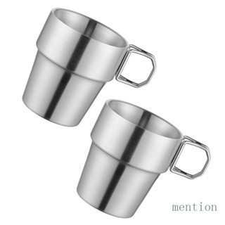 Mention 2 件方便揹包咖啡杯 300 毫升雙層保溫杯