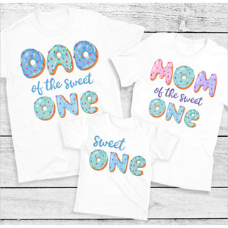 Sweet One 藍色甜甜圈 1 歲生日襯衫一歲生日女孩或男孩搭配家庭襯衫男孩藍色甜甜圈主題派對服裝嬰兒學步 T 恤