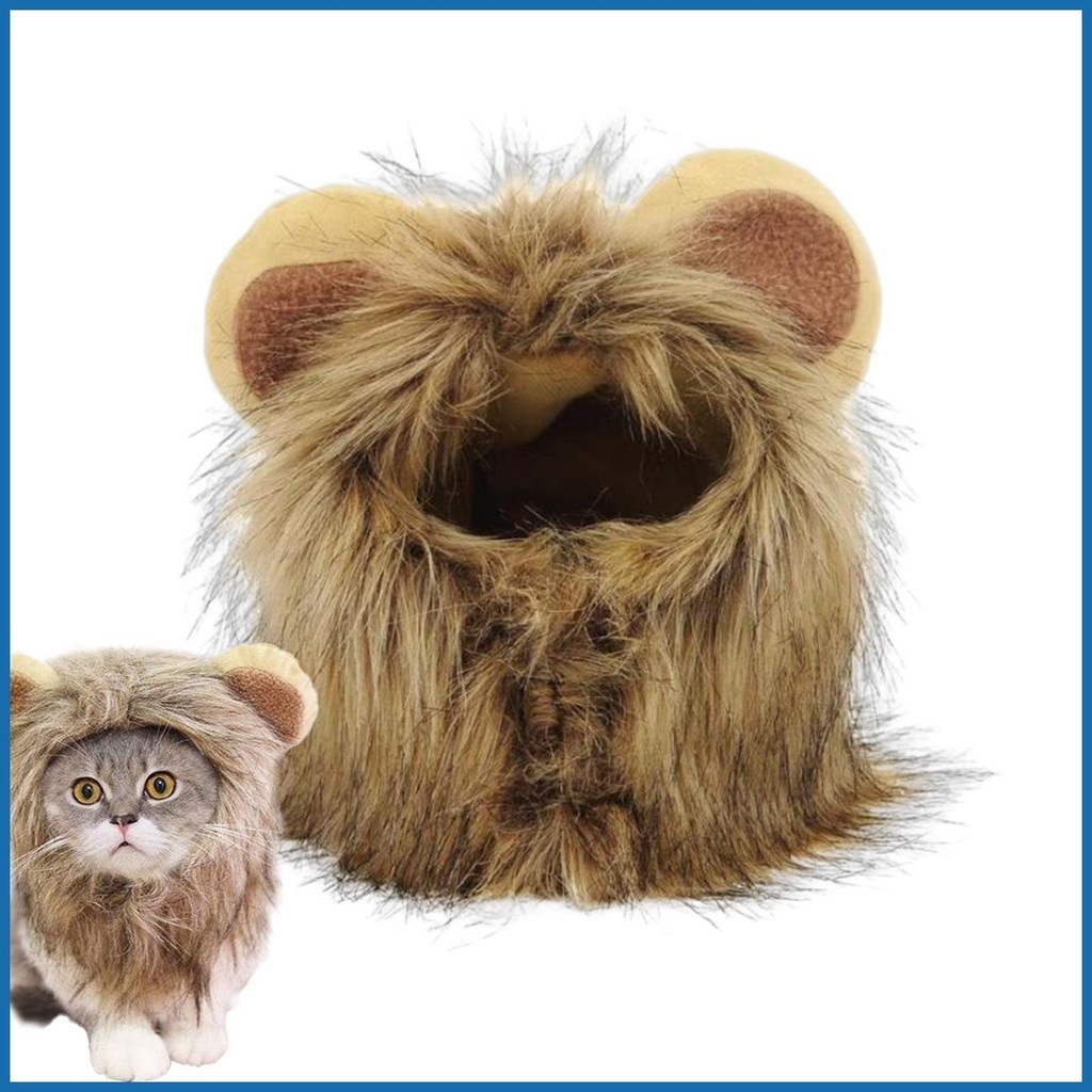 獅子鬃毛假髮貓花式獅子頭髮頭套貓梳妝帽有趣的寵物角色扮演假髮帽子 hangetw