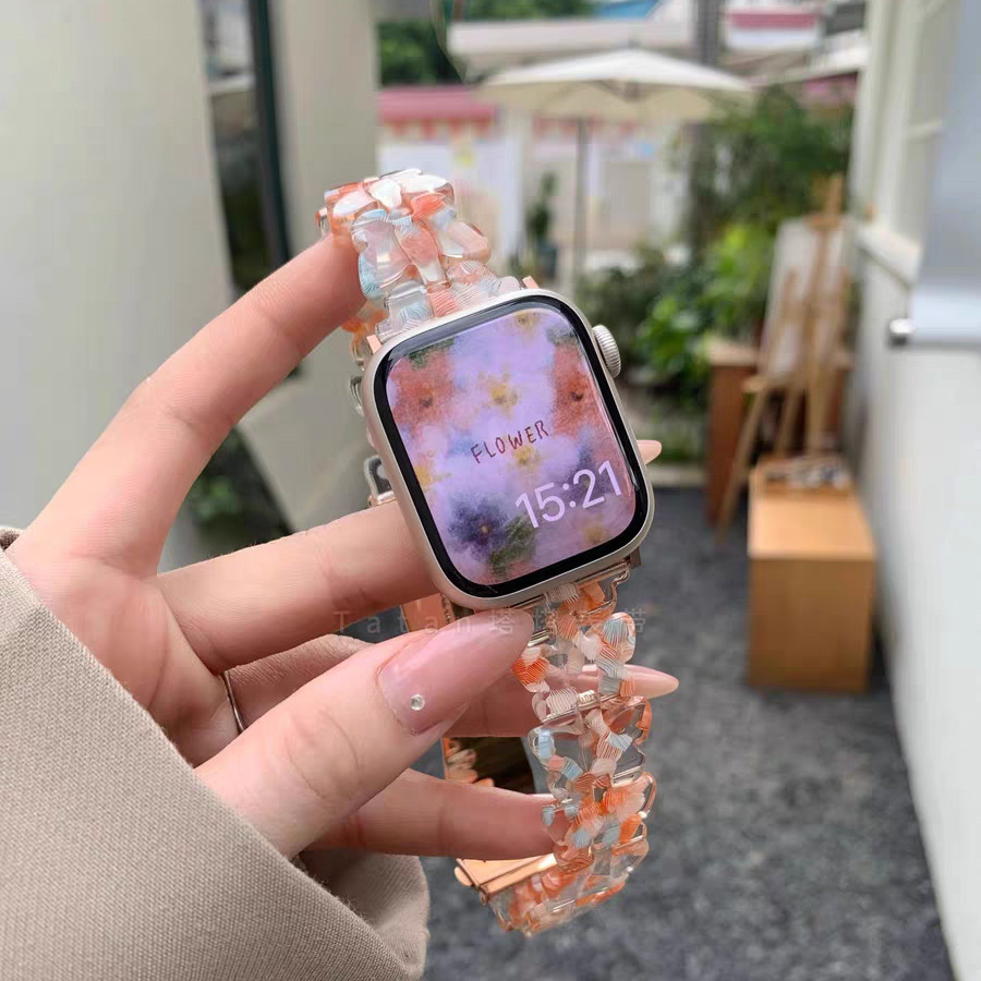 夏天Apple Watch手錶帶 樹脂s9蘋果手錶錶帶 iwatch SE 1-9代通用 個性男女新品小清新