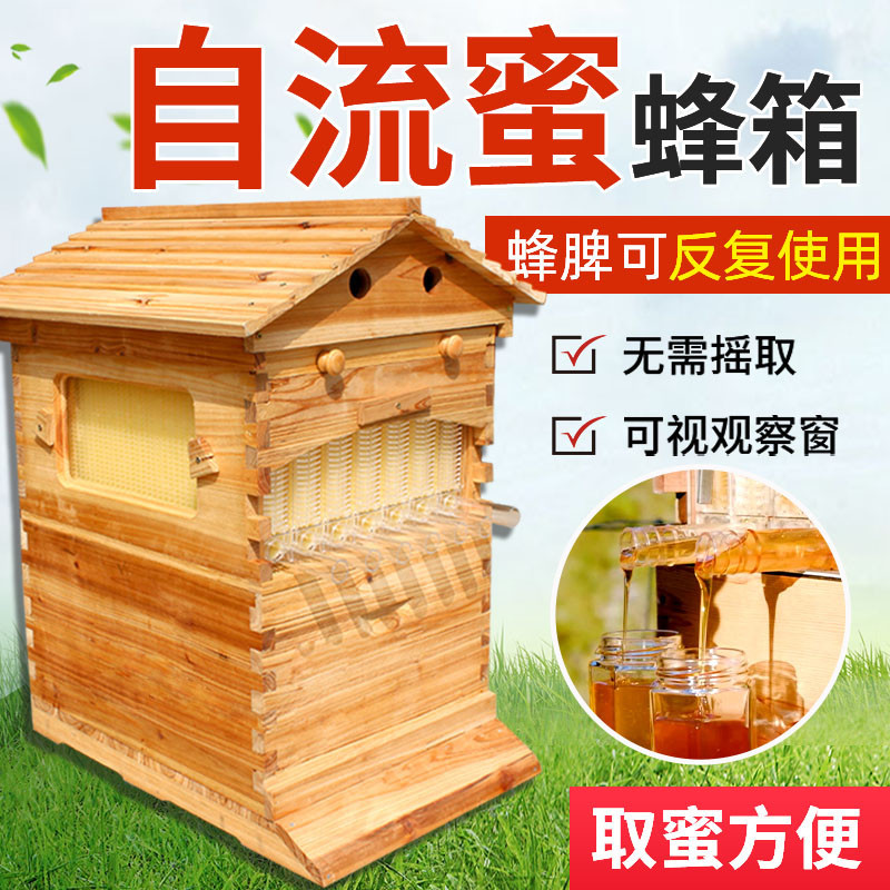 🔥熱銷🔥 蜜蜂箱 自流蜜蜂箱杉木煮蠟蜜蜂箱自動流蜜裝置全套新品養蜂專用工具包郵
