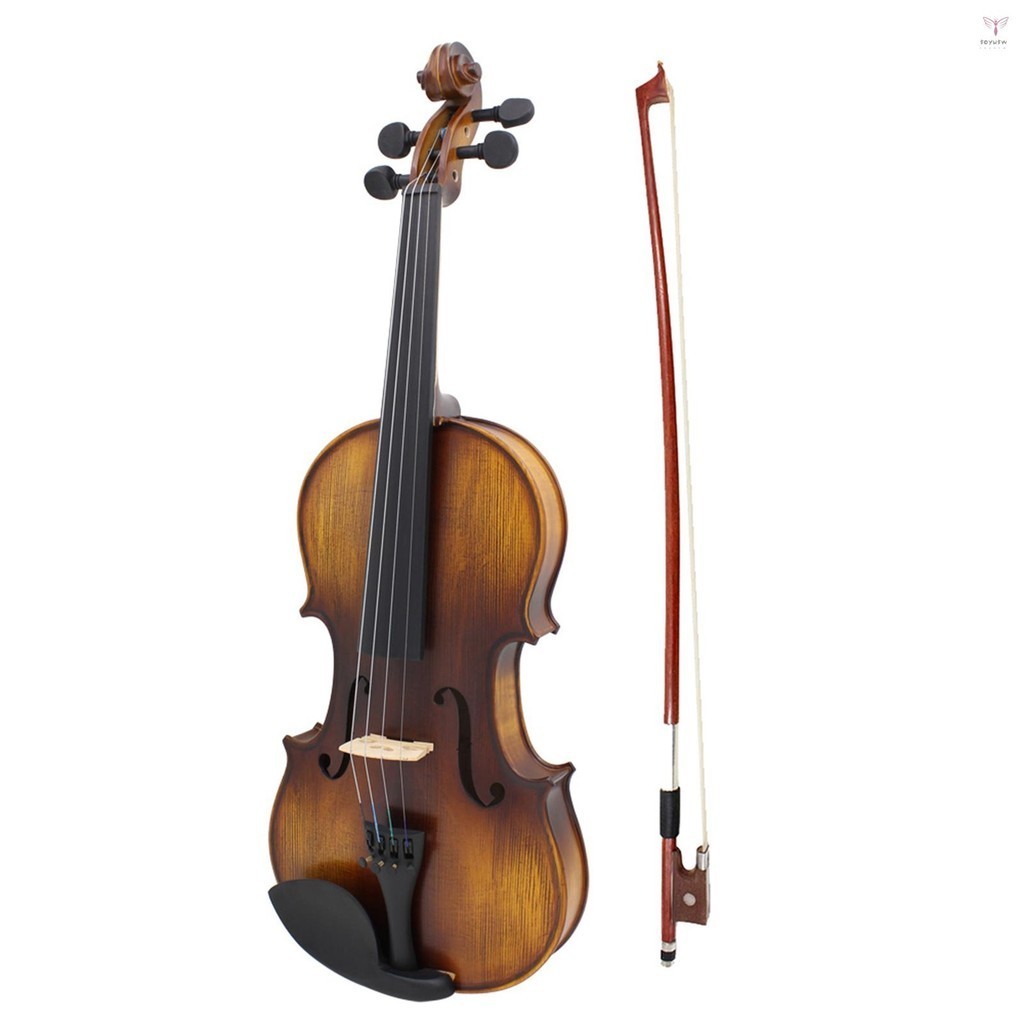 Av-508 4/4 全尺寸原聲小提琴小提琴套件實木啞光雲杉面板 4 弦樂器帶硬殼弓松香清潔布額外琴弦指板貼紙