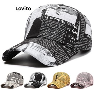 Lovito 女用休閒字母報紙圖案帽子 LFA28249