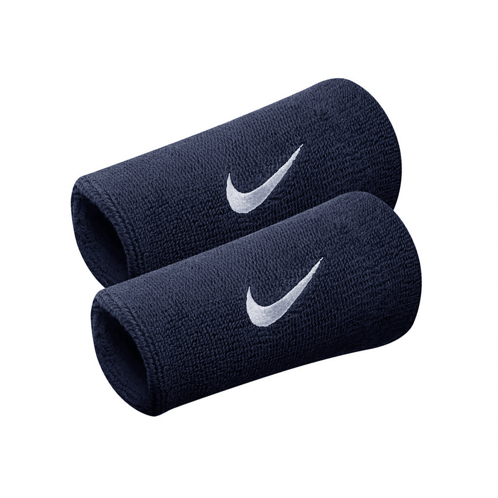 Nike 護腕 Swoosh 男女款 藍 加長腕帶 棉質 吸汗 運動 毛巾底 [ACS] NNN0541-6OS