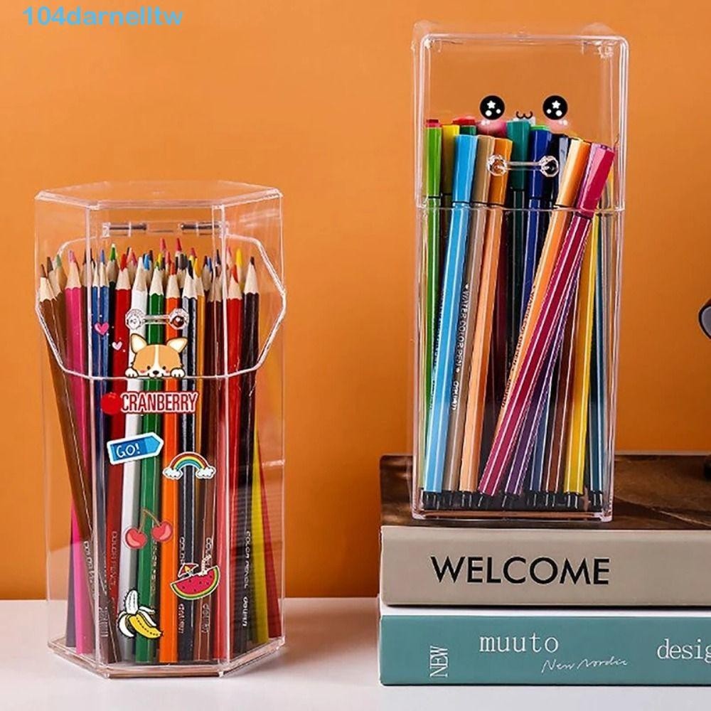 DARNELLTW鉛筆夾,多功能防塵鋼筆收納盒,簡單透明防水文具收納盒雜物