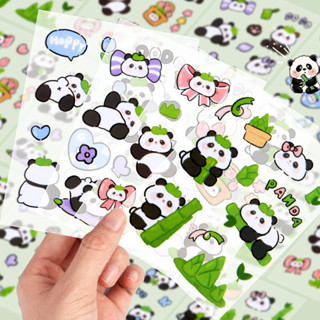 10 張可愛卡通熊貓貼紙水杯裝飾 DIY 防水透明 PET 熊貓貼花