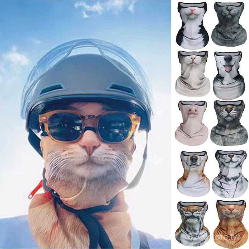 貓貓防晒面具橘貓口罩貓咪面巾動物臉面巾防風口罩冰絲掛耳三角巾
