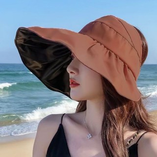 時尚配飾 新款帽子 遮陽帽 夏季半空頂 防晒帽女 雙層 漁夫 黑膠 塗層 戶外 防紫外線 可折迭 遮陽帽子