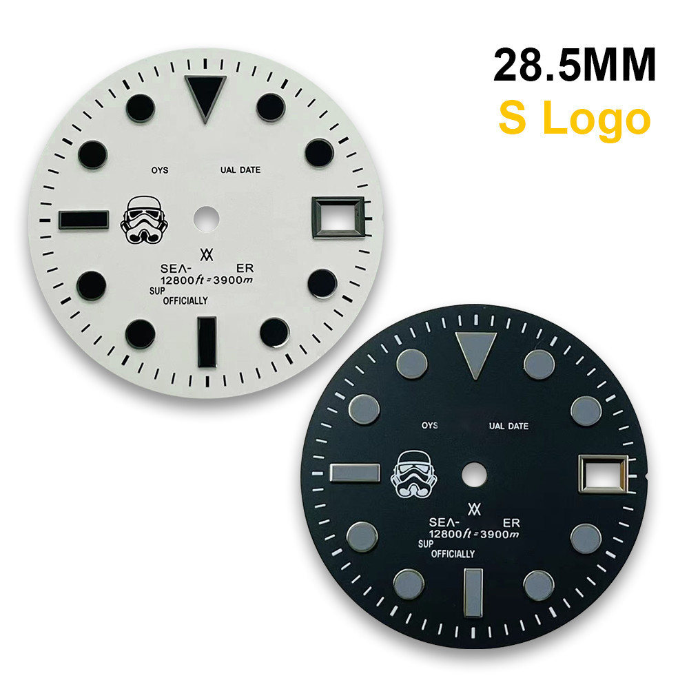 Wx 28.5mm S Logo SEA 黑騎士錶盤適用於NH35/NH36/4R35/4R36機芯黑/白配色手錶改裝配