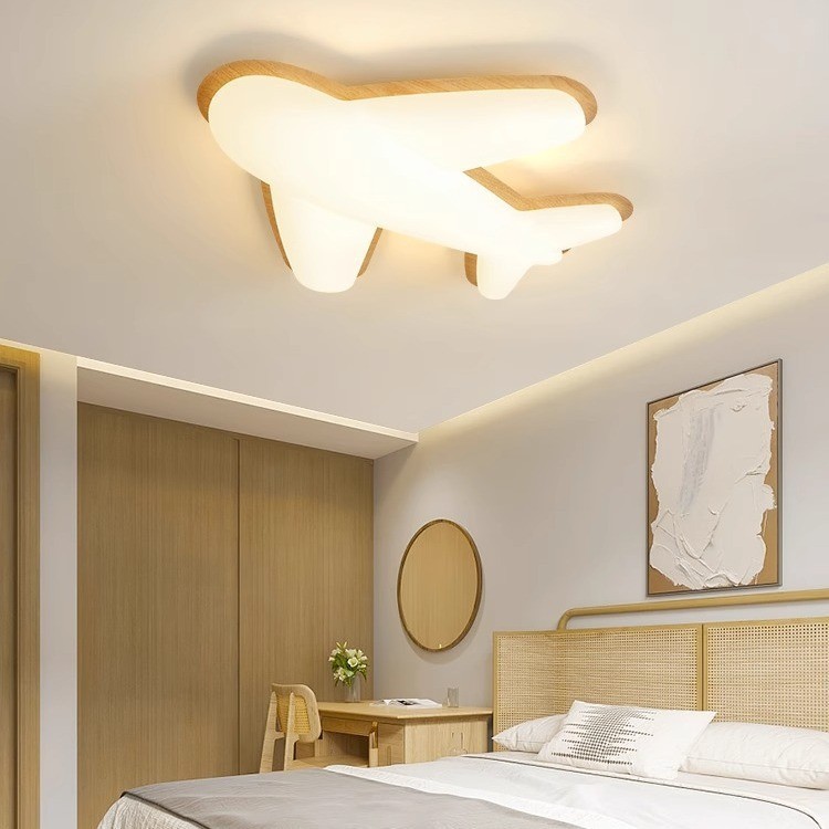 吸頂燈兒童房北歐創意滾塑護眼臥室燈簡約現代網紅卡通飛機兒童燈