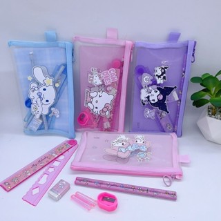 7 件套三麗鷗文具套裝動漫卡通 Hello Kitty Cinnamoroll Kuromi My Melody 鉛筆橡