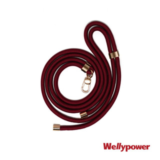 Wellypower手機掛繩附雙色掛片-深紅色(金色扣環) PS-RG 【全國電子】