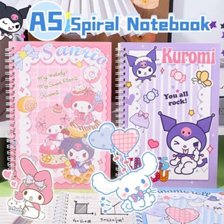可愛卡通 A5 線圈筆記本 - Melody、Kuromi、Cinnamoroll - 學校辦公用品 - 三麗鷗螺旋筆記